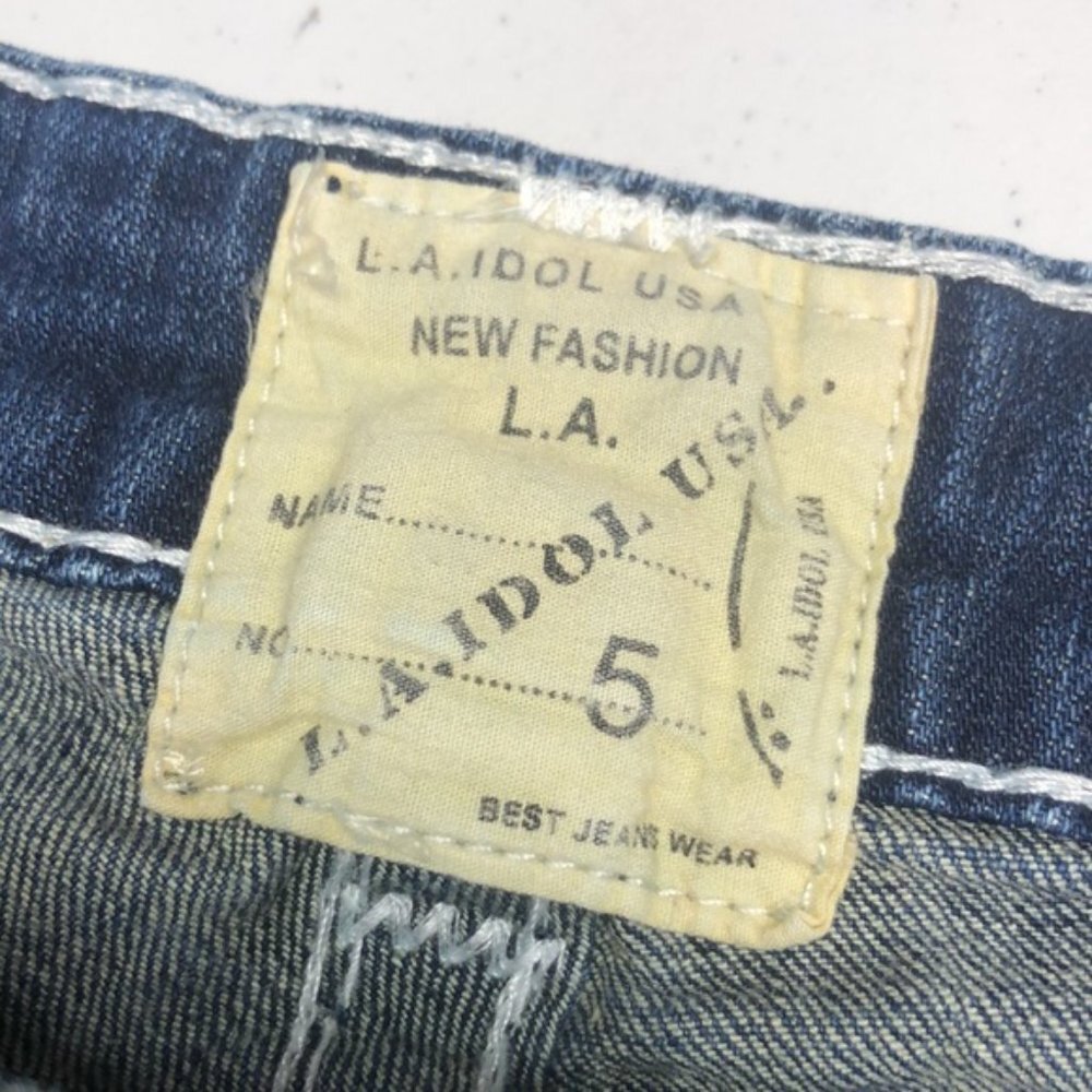 VINTAGE L.A. IDOL DENIM CAPRIS 29x21 CRYSTALS ๐ - Picture 5 of 11